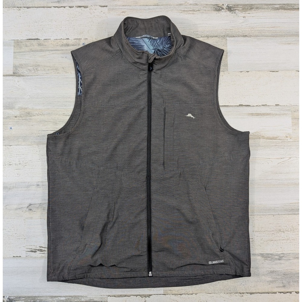 Tommy Bahama Islandzone Softshell Vest Mens Medium Gray Full Zip Golf Beach